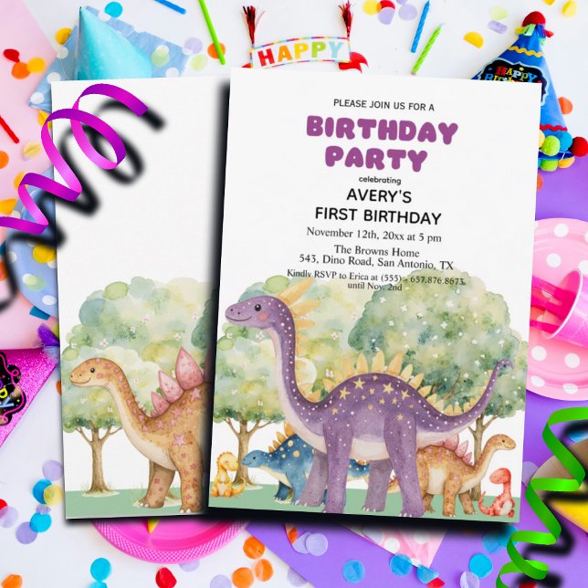 Convites Dinossauros e Árvores - primeiro aniversario Color (Criador carregado)
