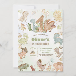 Convites Dinossauros Felizes E Bonitos 1rua Primeiro Aniver