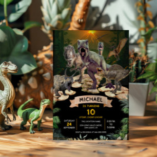 Convites Dinossauros Festa de aniversário Jurássica Salto d