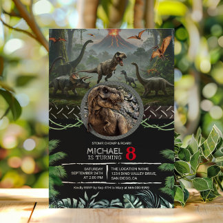 Convites Dinossauros Festa de aniversário Jurássica Salto d