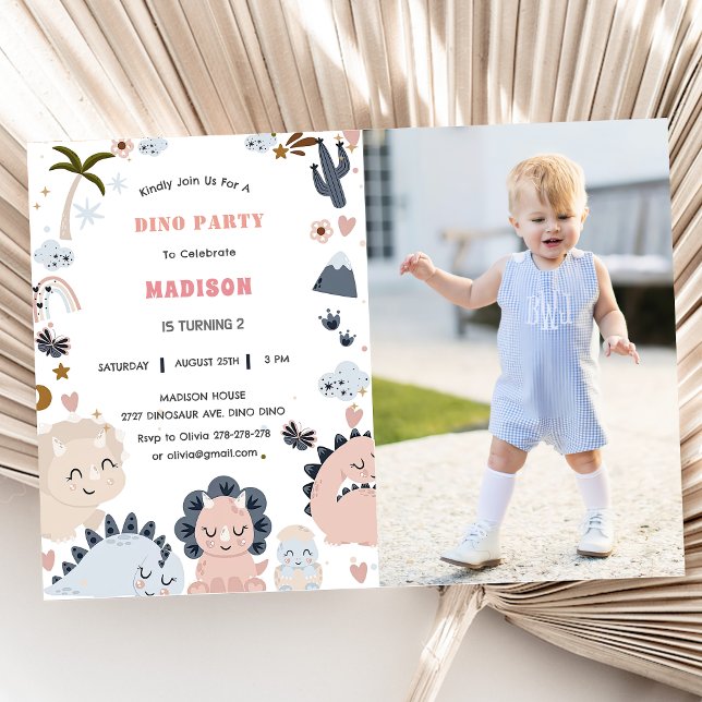Convites Dinossauros Primeiro Festa de Dino de Aniversário (Criador carregado)