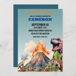Convites Dinossauros Realistas e Vulcão