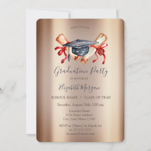 Convites Diploma de Boné de formatura de Aquarela, Graduaçã