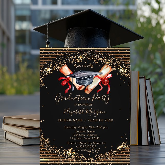 Convites Diploma de Gorro de Graduação, Faixas de Graduação (Criador carregado)