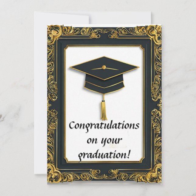 Convites Diploma de Graduação Elegante com Boina (Frente)
