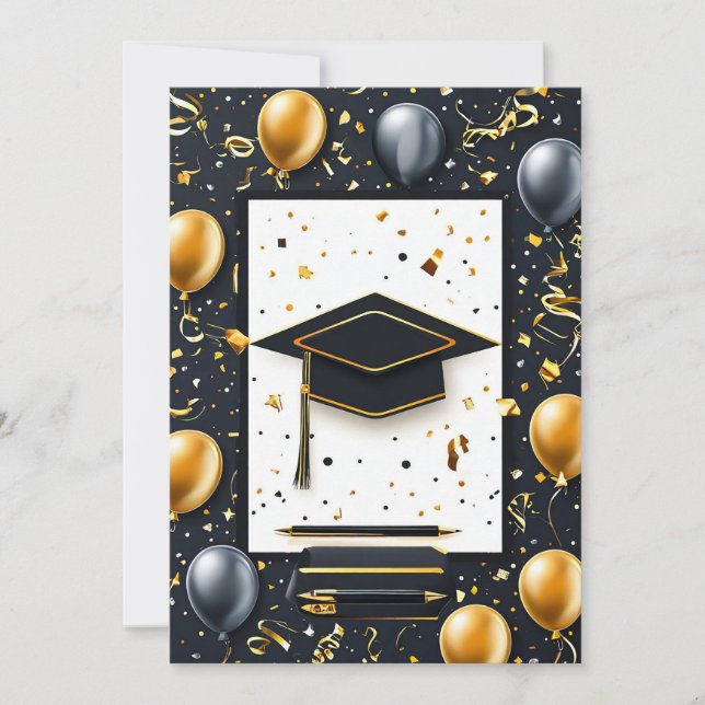 Convites Diploma de Graduação Elegante com Cartola (Frente)