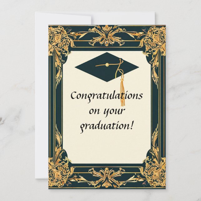 Convites Diploma de Graduação Elegante com Cartola (Frente)