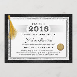 Convites Diploma Graduado de 2016 Convidado com Dourado Tas