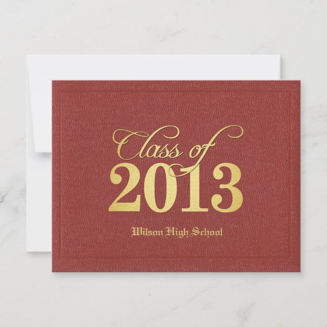 Convites Diploma Themed Red & Dourado Classe de graduação d (Frente)