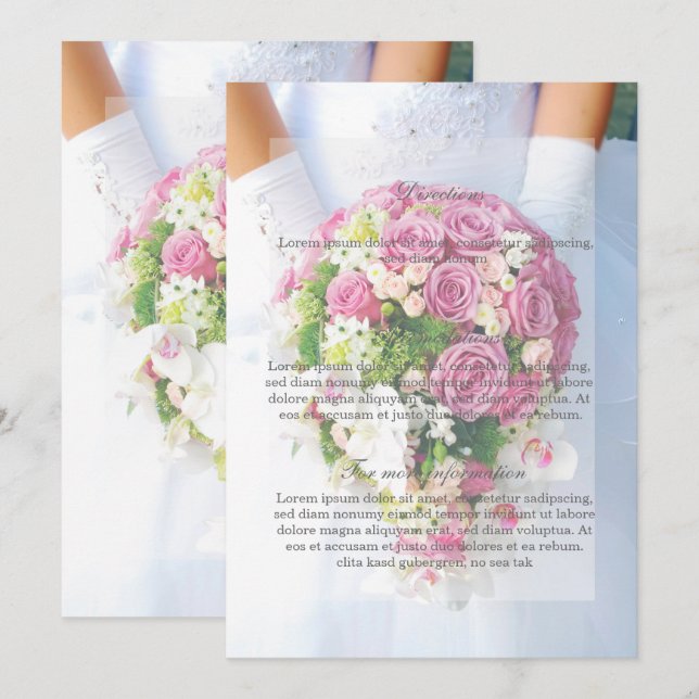 Convites Direção de Casamento do Buquê da Flor Branca de re (Frente/Verso)