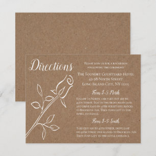 Convites Direções Brown Rustic Rose Country Kraft Casamento