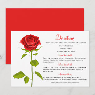 Convites Direções de Casamento Floral Rosa Vermelha