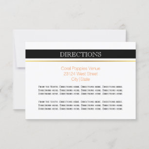 Convites Direções de casamento moderno com listras pretas e