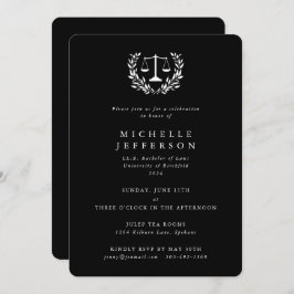 Convites Direito preto-branco Qualificações Laurel Wreath