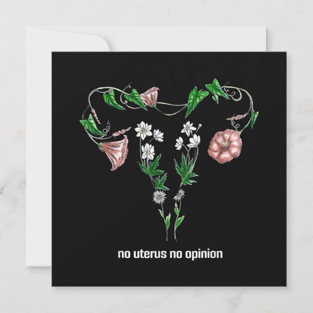 Convites Direitos da Mulher Floral Sem Útero Sem Opinião (Frente)