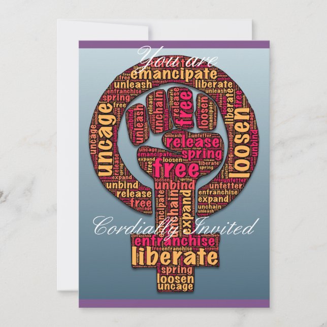 Convites direitos das mulheres Raised Fist Thunder_Cove qua (Frente)