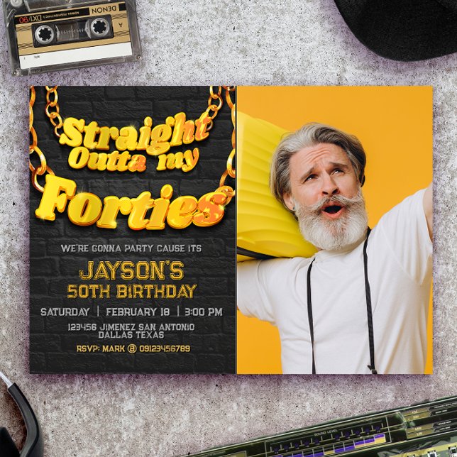 Convites Direto dos meus Quarenta com Foto (Straight Outta my Forties with Photo Invitation)