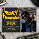 Convites Direto dos meus vinte anos com foto<br><div class="desc">Esta design inspira-se no Hip hop com correntes Douradas e Douradas belezas decorativas brilhantes. Perfeito para festas temáticas de Rap de hip hop</div>