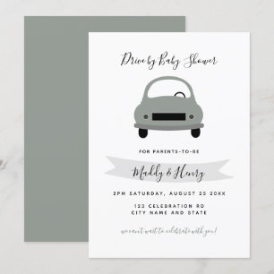 Convites Dirigir por cinza verde chá de fraldas de menino n