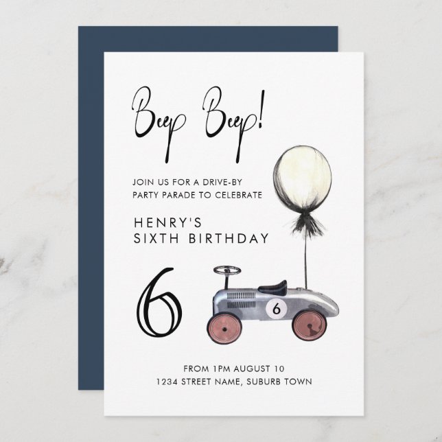 Convites Dirigir por qualquer parada de aniversário de qual (Frente/Verso)