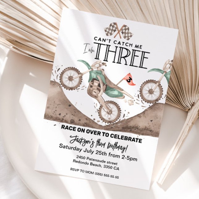 Convites Dirt Bike 3rd birthday Invitation Can't catch me (Dirt bike birthday invitation, third birthday invite, 3rd birthday motocross invite)