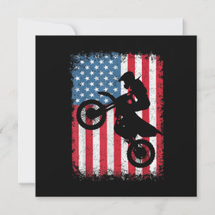Convites Dirt Bike American Flag Motocross Biker Men