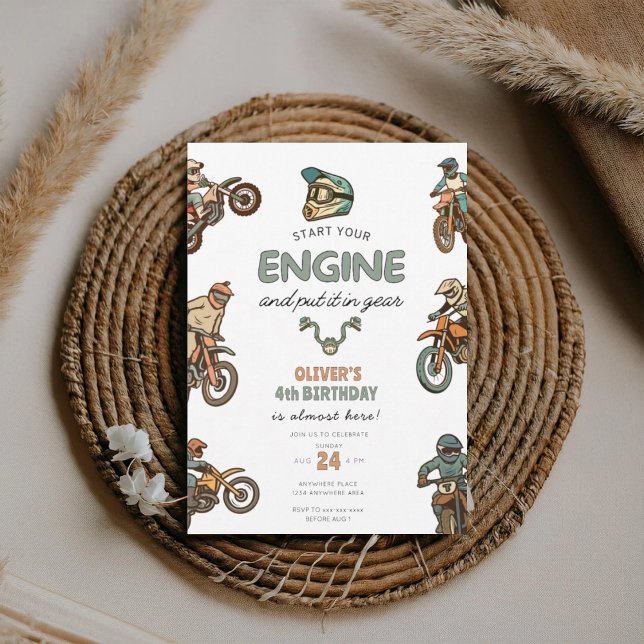 Convites Dirt bike boy 4th birthday (Criador carregado)