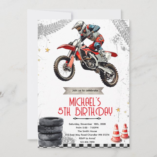 Convites Dirt Bike motorcross birthday invite (Frente)