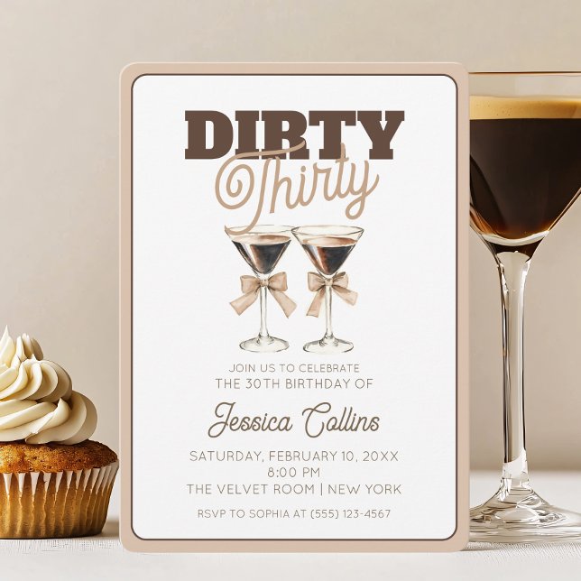 Convites Dirty trigty Espresso aniversário de 30 anos (Dirty Thirty Espresso Cocktail 30th Birthday Party Invitation)