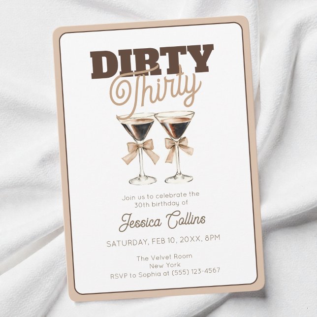 Convites Dirty trigty Espresso aniversário de 30 anos (Dirty Thirty Espresso Cocktail 30th Birthday Party Invitation)