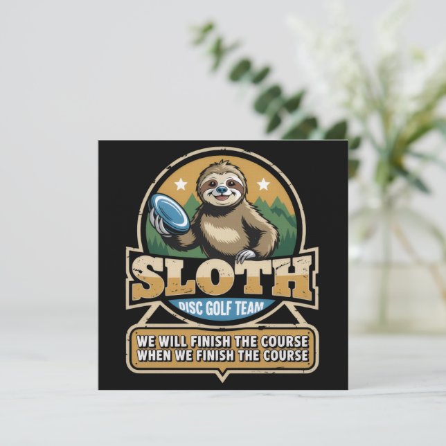 Convites Disc Golfer Funny Sloth Disc Golf Player Golfer (Em pé/Frente)