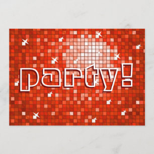 Convites Disco Azulejos Red 'party!'convite