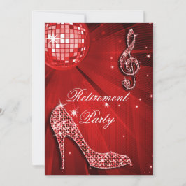 Convites Disco Ball and Sparkle Heels Red Retirement