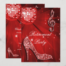 Convites Disco Ball and Sparkle Heels Red Retirement