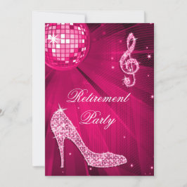 Convites Disco Ball and Sparkle Heels Retimento Rosa