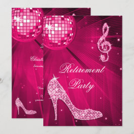 Convites Disco Ball and Sparkle Heels Retimento Rosa