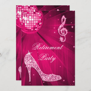 Convites Disco Ball and Sparkle Heels Retimento Rosa