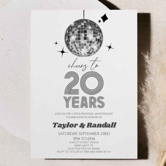 Convites Disco Ball Aplaude 20 Anos Casando Aniversário (Criador carregado)