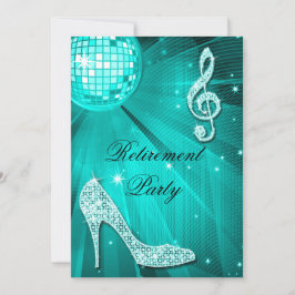 Convites Disco Ball e Sparkle Heels Retimento Teal