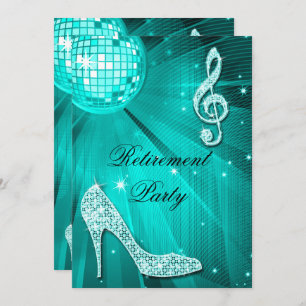 Convites Disco Ball e Sparkle Heels Retimento Teal