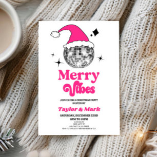 Convites Disco Ball Santa Hat - Festa de Natal Retroativa