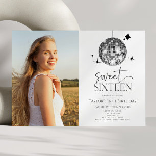 Convites Disco Ball Sweet 16.ª Festa de aniversário
