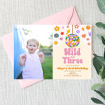 Convites Disco Ball Wild e Três aniversário de 3 anos de Fo<br><div class="desc">Este é um Convite de festas de Fotografia de Hippie Wild Vintage Disco Ball,  do Retro 70 e Três Fotografias Personalizadas.</div>
