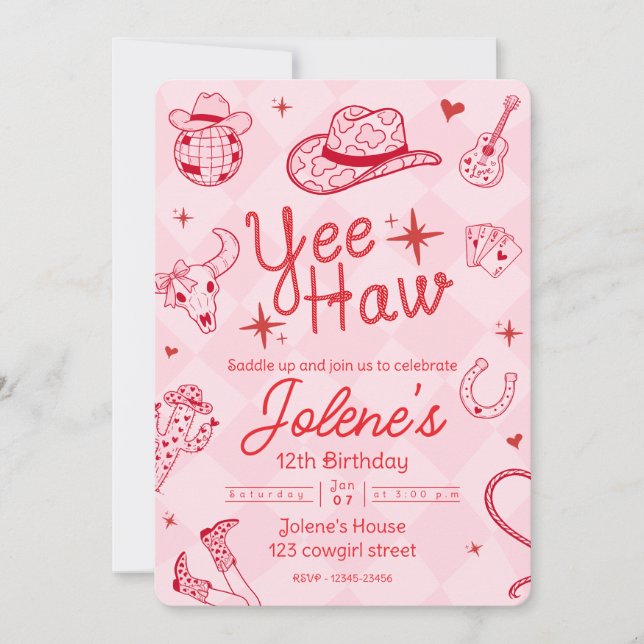 Convites Disco Cowgirl Invitation (Frente)