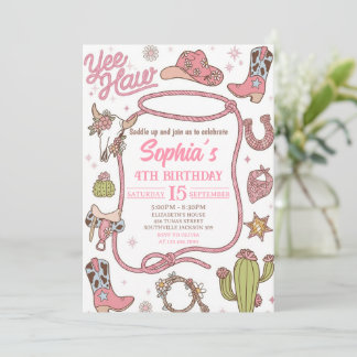 Convites Disco Cowgirl Nashville Pink Rodeo Birthday Party