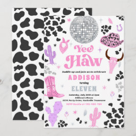 Convites Disco Cowgirl Nashville Pink Rodeo Festa de aniver