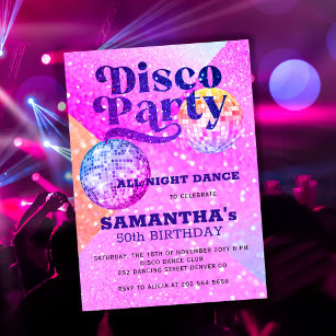 Convites Disco dança qualquer festa de aniversário etária