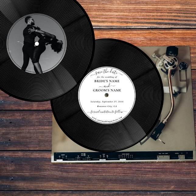 Convites Disco de Música em Vinil Retro Casamento Save the  (Retro Vinyl Music Record Wedding Save the Date Invitation)