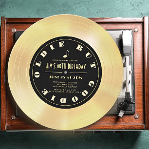 Convites Disco de Ouro/Disco de Vinil Aniversário de 60 ano