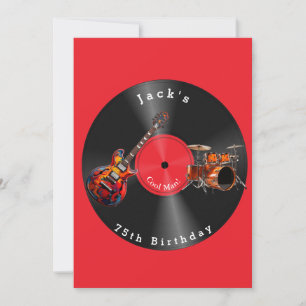 Convites Disco de Vinil Retro de Aniversário Música de Rock